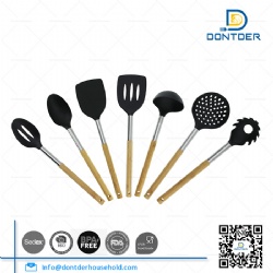 Nylon Kitchen Utensil Set with Bamboo Handle